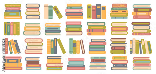 Colorful Stacks of Books Illustration for Education