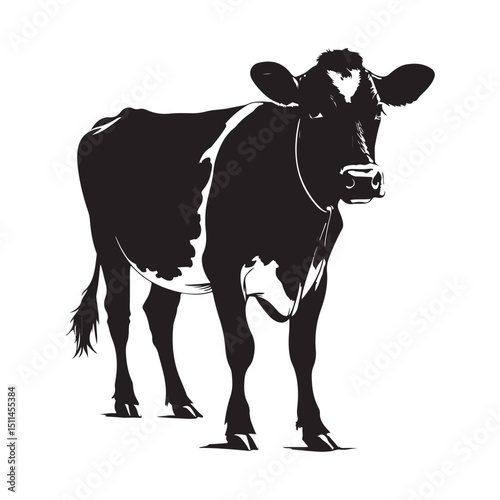 Vector graphic of a cow icon in silhouette style on white background (EPS, PNG, SVG)