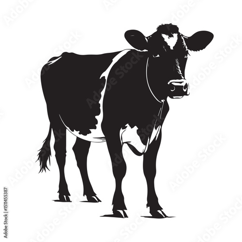 Vector graphic of a cow icon in silhouette style on white background (EPS, PNG, SVG)