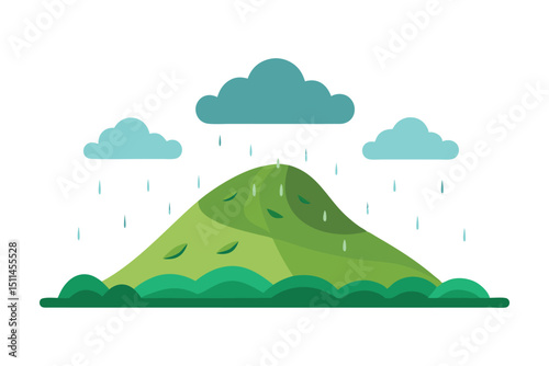 Hill in rain