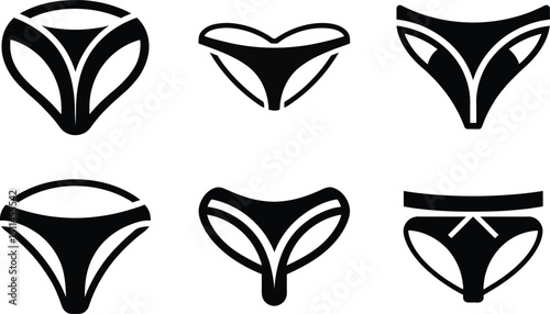 Thong Silhouette icons vector collection for Girls Lifestyle. 