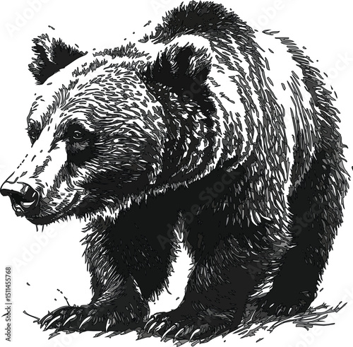 Realistic Grizzly Bear Drawing Detailed Pencil Sketch Ar