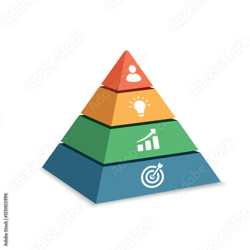3D pyramid infographic with business development concept icons