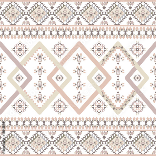 Brown and white geometric seamless vector pattern. Background texture in geometric ornamental style. Navajo style. Ideas for elaborate borders, textiles, and rugs.