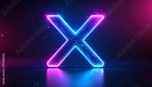 A glowing neon letter 
