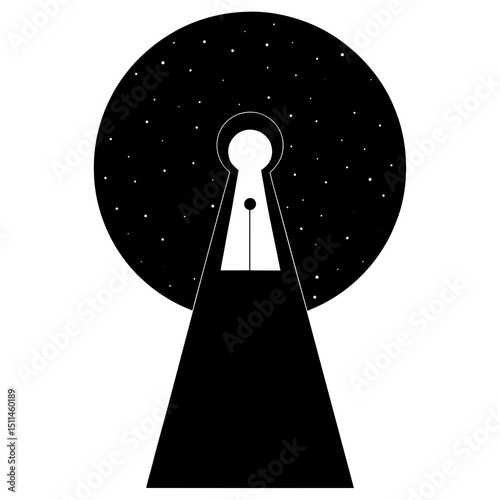 A person standing inside a glowing keyhole