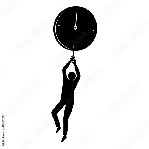 Chasing Time – Reaching for a Floating Clock Silhouette