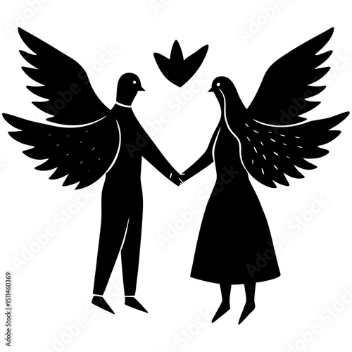 Love in Flight – Silhouette Couple Transforming into Doves