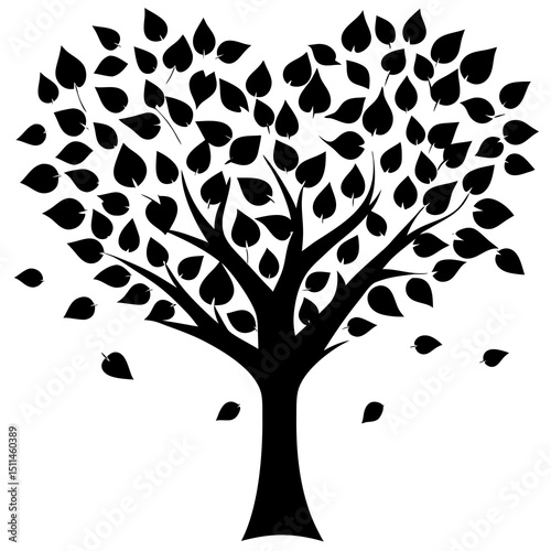 Falling Love – Heart Tree Silhouette Concept