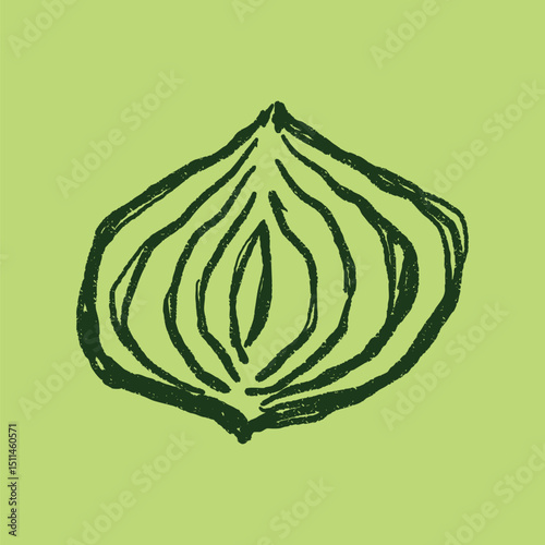 Doodle elements of fruit and vegetable, specifically a Onion