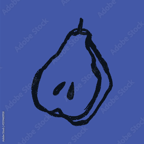 Doodle elements of fruit and vegetable, specifically a Pear