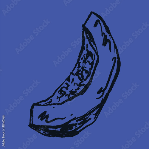Doodle elements of fruit and vegetable, specifically a Pumpkin