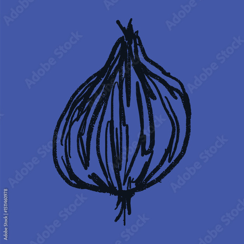 Doodle elements of fruit and vegetable, specifically a Onion