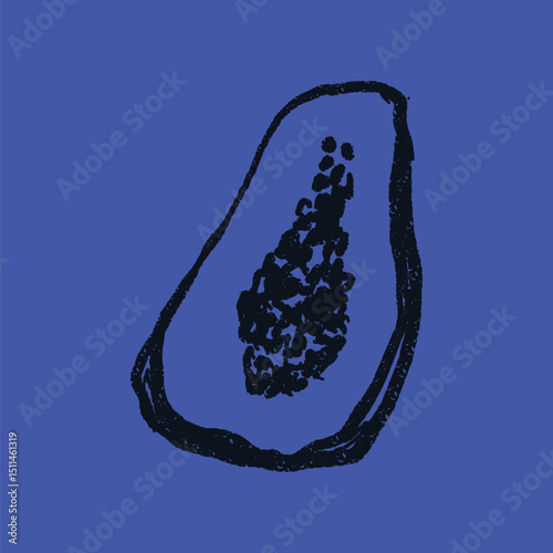 Doodle elements of fruit and vegetable, specifically a Papaya