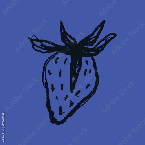 Doodle elements of fruit and vegetable, specifically a Strawberry
