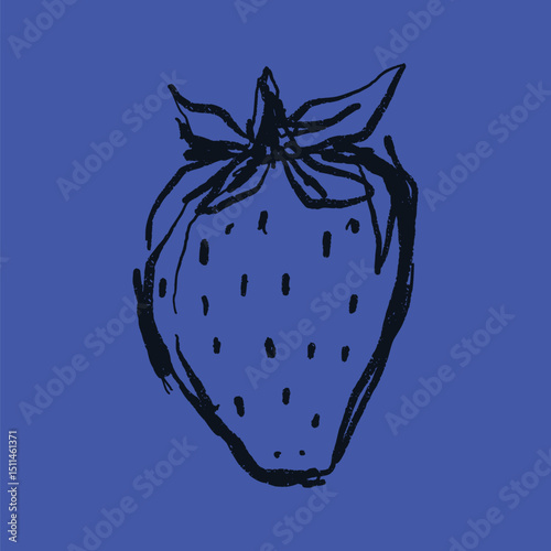 Doodle elements of fruit and vegetable, specifically a Strawberry