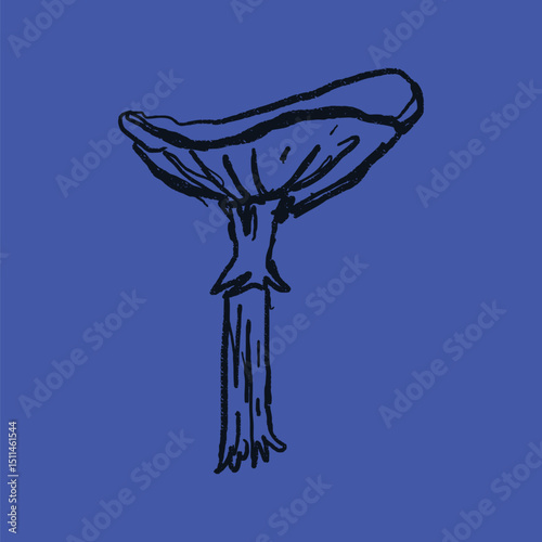 Doodle elements of fruit and vegetable, specifically a Mushroom