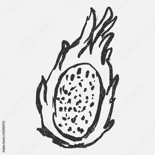 Doodle elements of fruit and vegetable, specifically a Dragon fruit