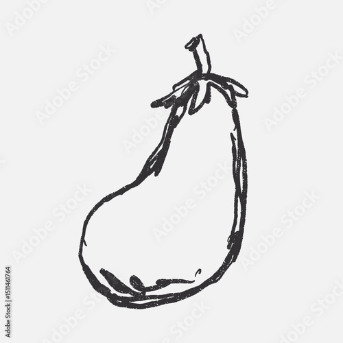 Doodle elements of fruit and vegetable, specifically a Eggplant