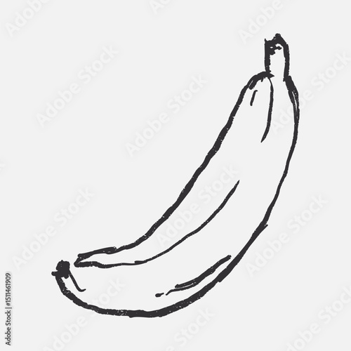Doodle elements of fruit and vegetable, specifically a Banana