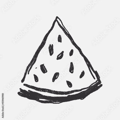 Doodle elements of fruit and vegetable, specifically a Watermelon