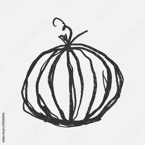 Doodle elements of fruit and vegetable, specifically a Watermelon