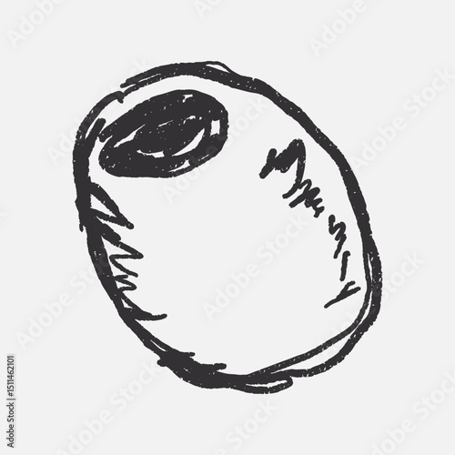 Doodle elements of fruit and vegetable, specifically a olives