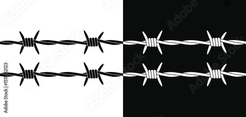 Barbed Wire Fence Black and White Graphic Design