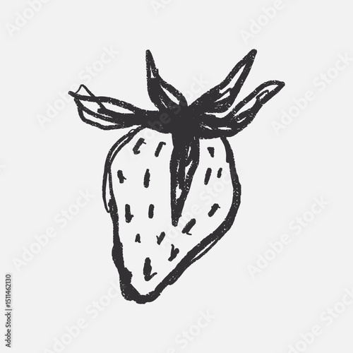 Doodle elements of fruit and vegetable, specifically a Strawberry