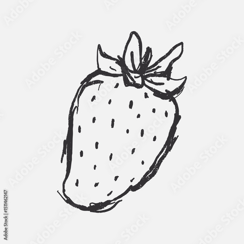 Doodle elements of fruit and vegetable, specifically a Strawberry