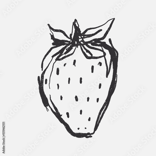 Doodle elements of fruit and vegetable, specifically a Strawberry