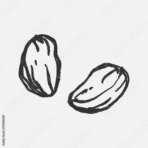Doodle elements of fruit and vegetable, specifically a almonds