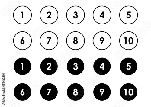 白黒の数字のセット