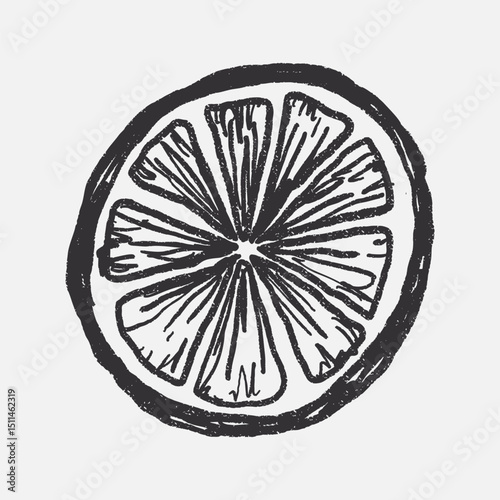 Doodle elements of fruit and vegetable, specifically a Orange
