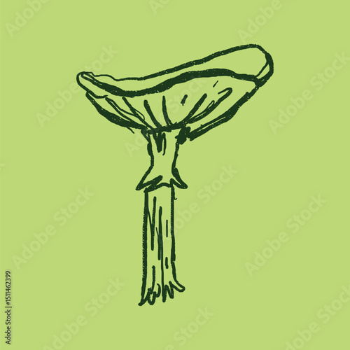 Doodle elements of fruit and vegetable, specifically a Mushroom