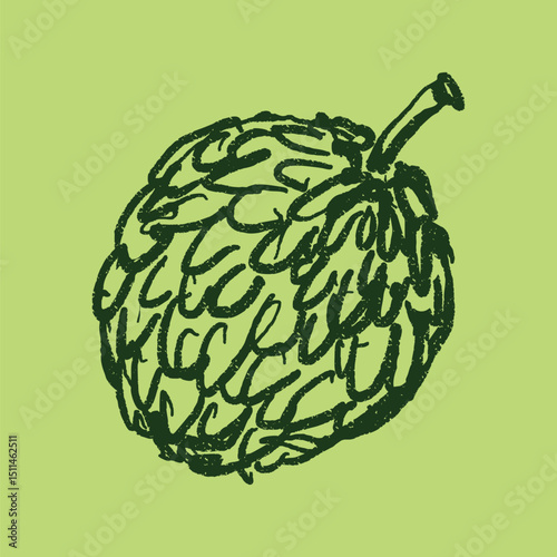 Doodle elements of fruit and vegetable, specifically a Lychee