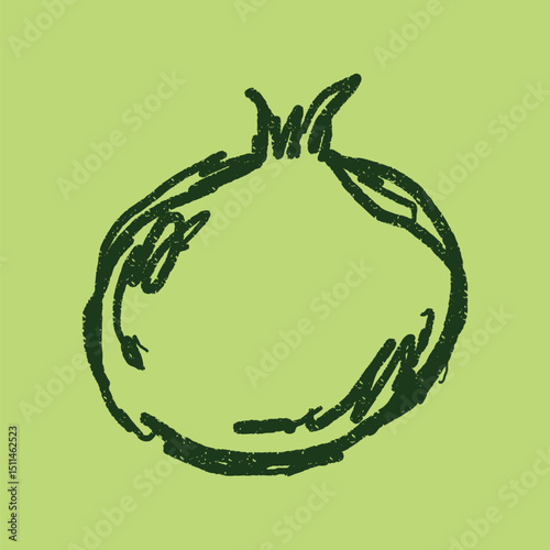 Doodle elements of fruit and vegetable, specifically a Pomegranate