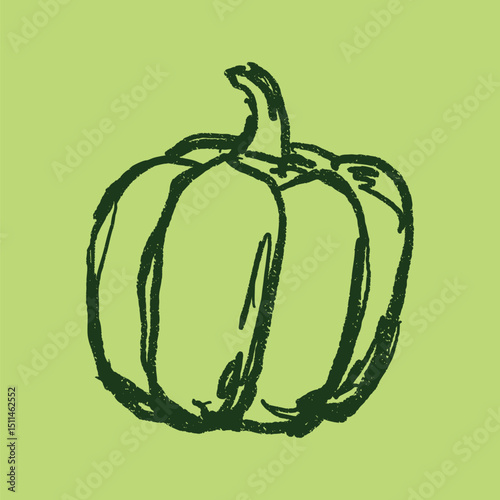 Doodle elements of fruit and vegetable, specifically a Pumpkin