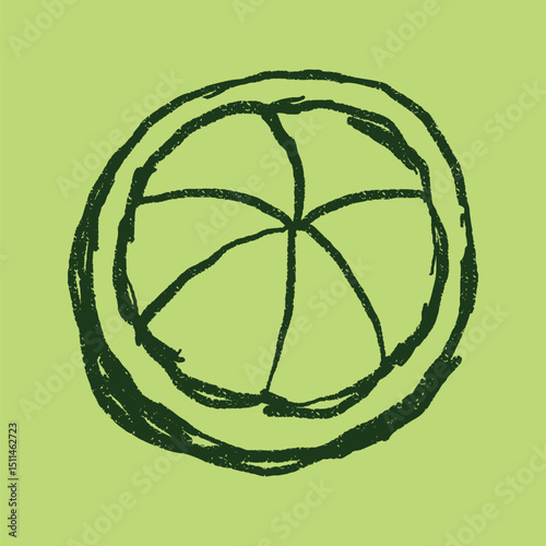 Doodle elements of fruit and vegetable, specifically a Mangosteen