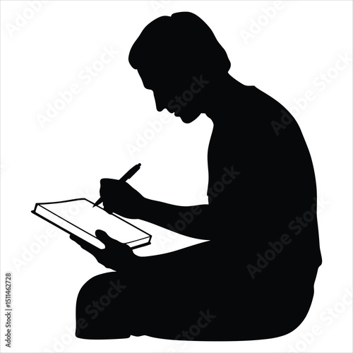 Black silhouette vector of a person massaging their own shoulder with one hand