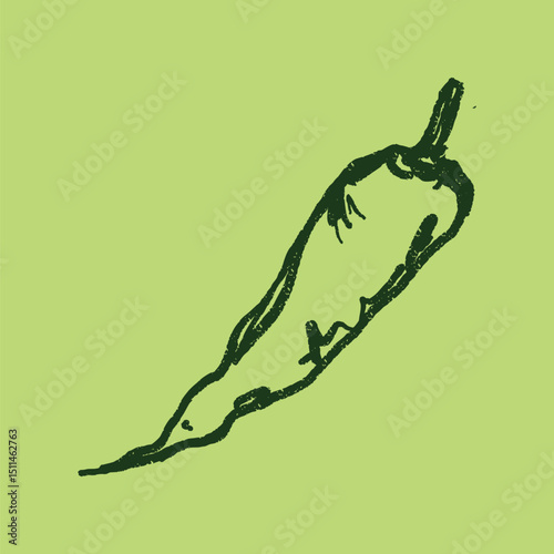 Doodle elements of fruit and vegetable, specifically a Chili