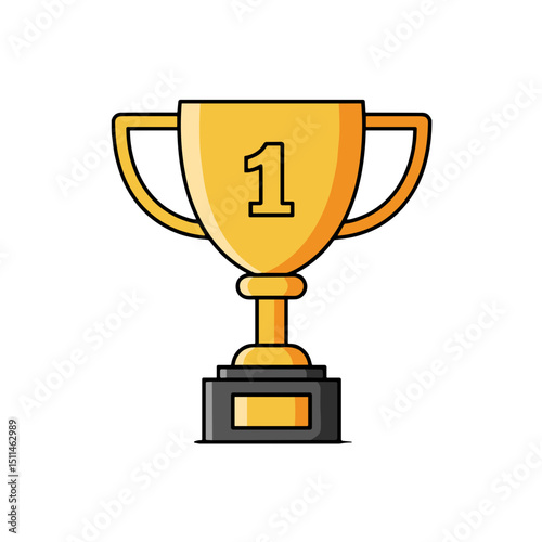 Golden trophy with number one on black base for awards or achievements  
