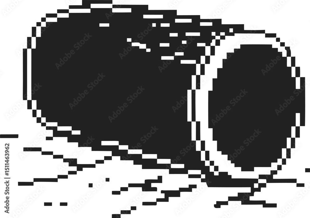 Fototapeta premium Pixelated tin can retro, pixel art black and white, vintage digital illustration
