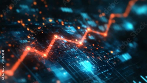 Abstract Futuristic Financial Chart with Rising Trend Line for Business Growth Concept
