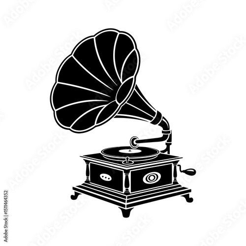 Vintage gramophone silhouette illustration