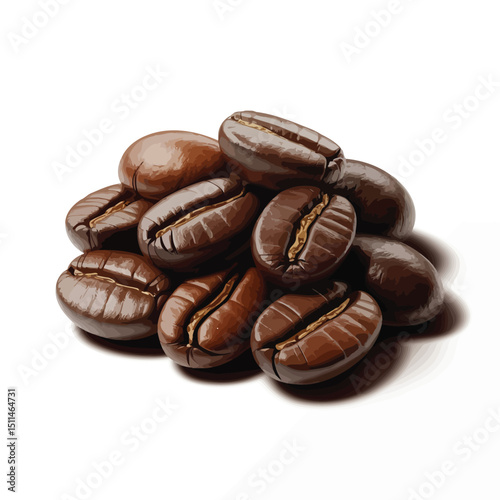 Roasted Coffee Beans Close Up Pile Isolated White Background