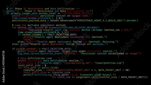 Long listing of programming language code scrolls on the screen and at the very end the text PASSWORD FOUND appears