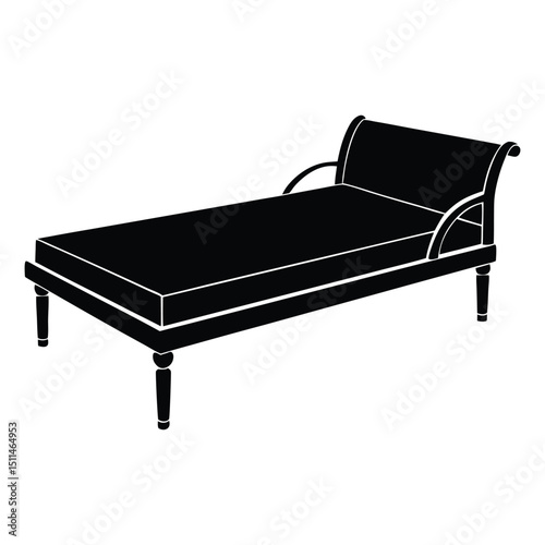 Elegant Daybed Silhouette with Classic Design Elements and Clean Lines for Interior Decor and Furniture Illustrations silhouette