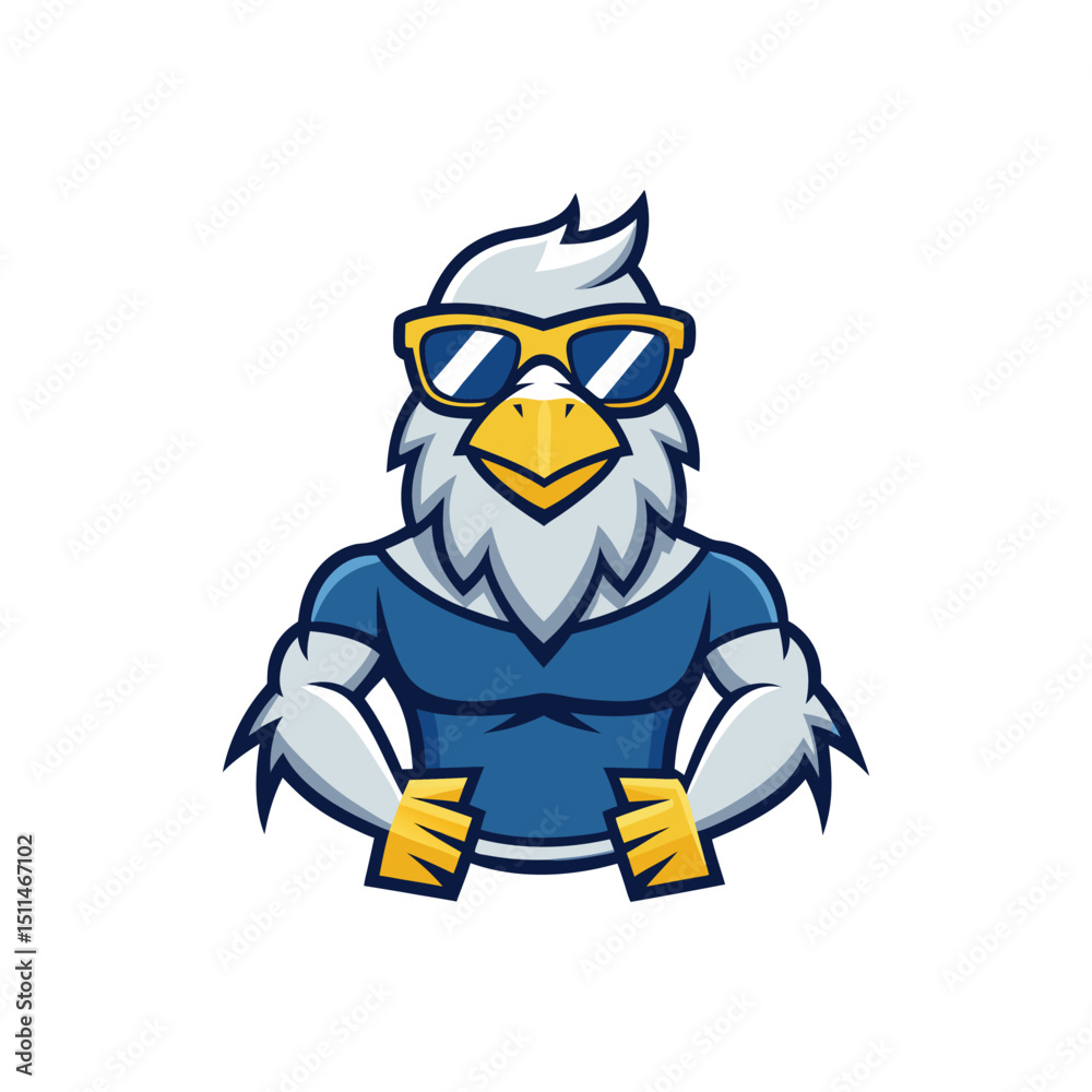 Obraz premium Eagle with Sunglasses icon vector illustration isolated on white