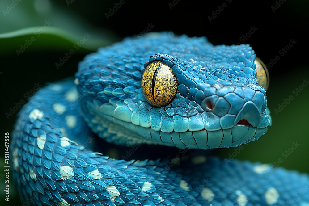 Fototapeta premium Close-up of a vibrant blue snake.